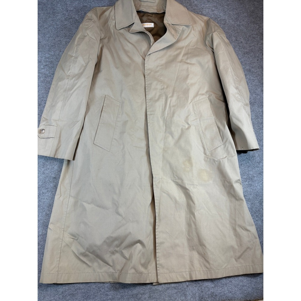 Vintage 70s Brooks Brothers Trench Coat Mens 38L Khaki Wool Liner Jacket Luxary